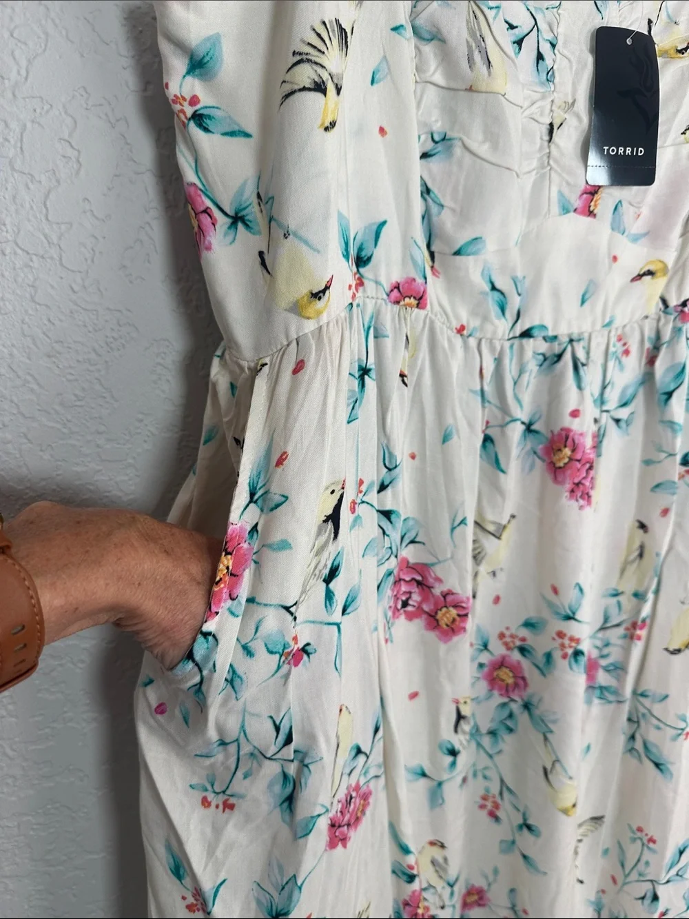 NEW torrid Floral Sundress Dress Bird Summer Vacation Travel Cruise Milkmaid 2X - Picture 4 of 10